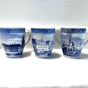 Vintage Printed Blue and White Ceramic Denmark -Store Restrup, Kokkedal Slot, Hv